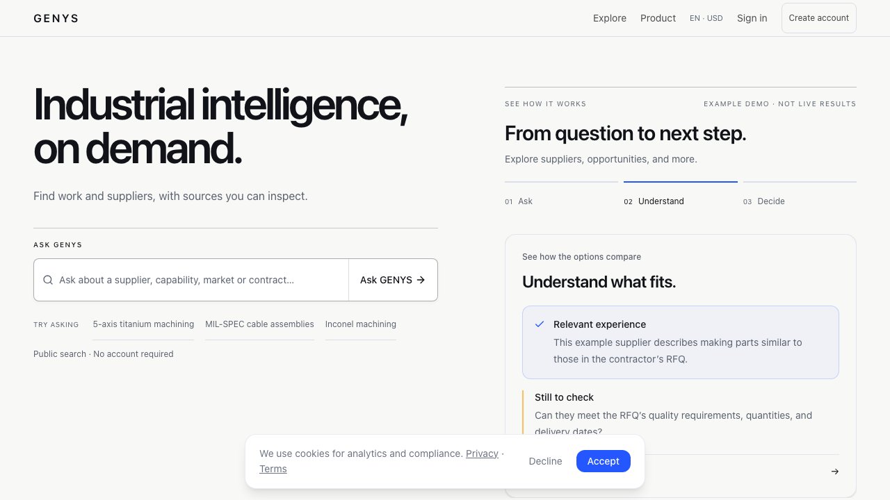 Preview of GENYS homepage