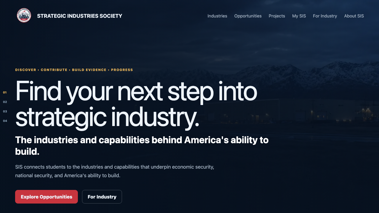Preview of Strategic Industries Society homepage